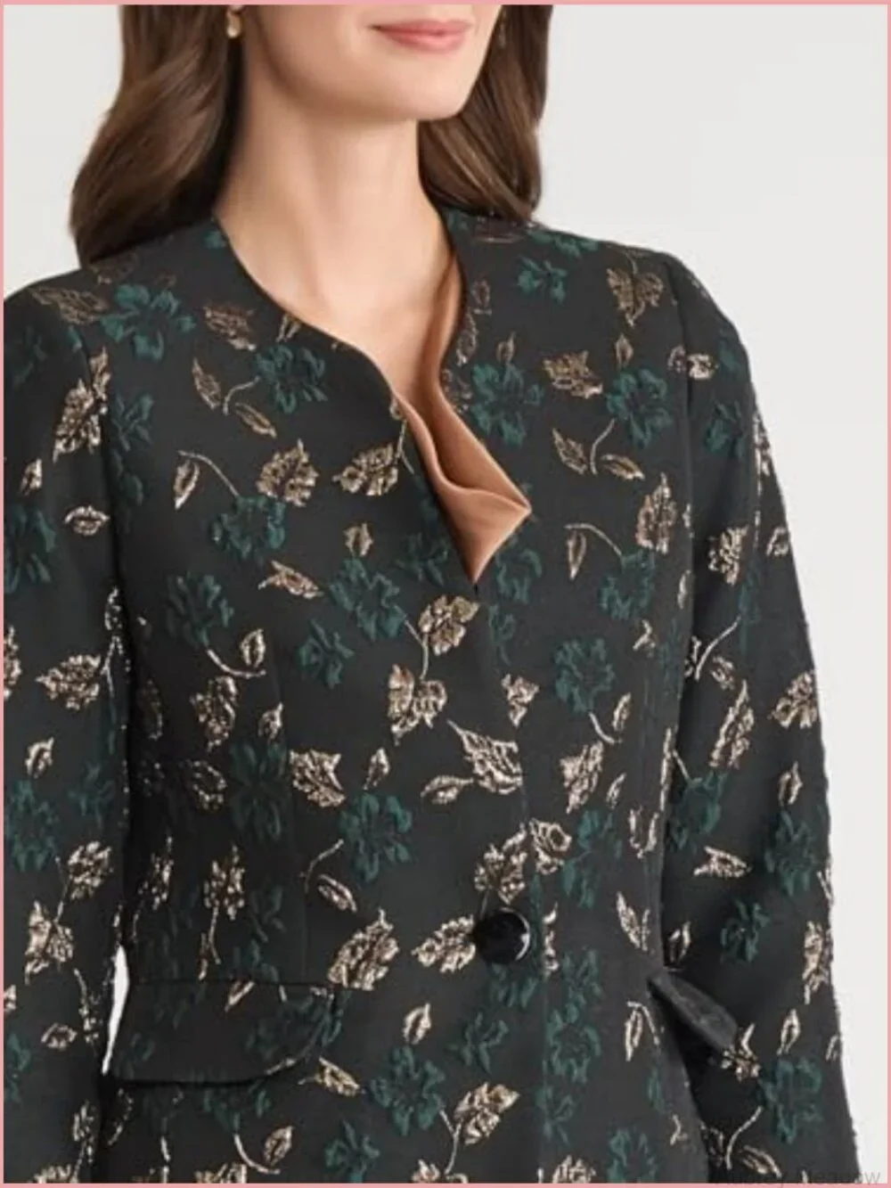 Collarless One-Button Jacquard Blazer Tailored Fit